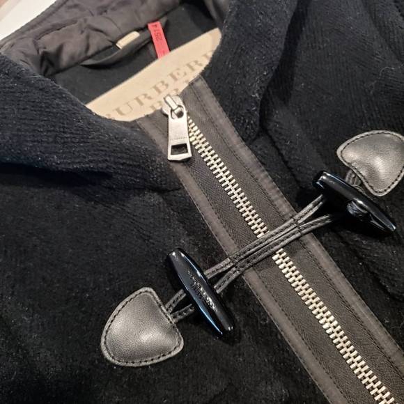 Burberry Burwood Black 100% Wool Duffle Toggle & Zip Hooded Coat - Picture 6 of 12